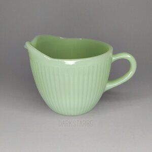 Fire King Green Ribbed Creamer